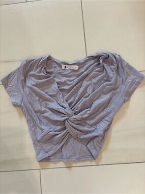 Twist-Front Lavender Crop Top - Unknown Brand